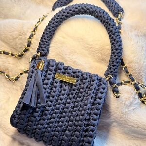 Stylish Blue Handwoven Bag
